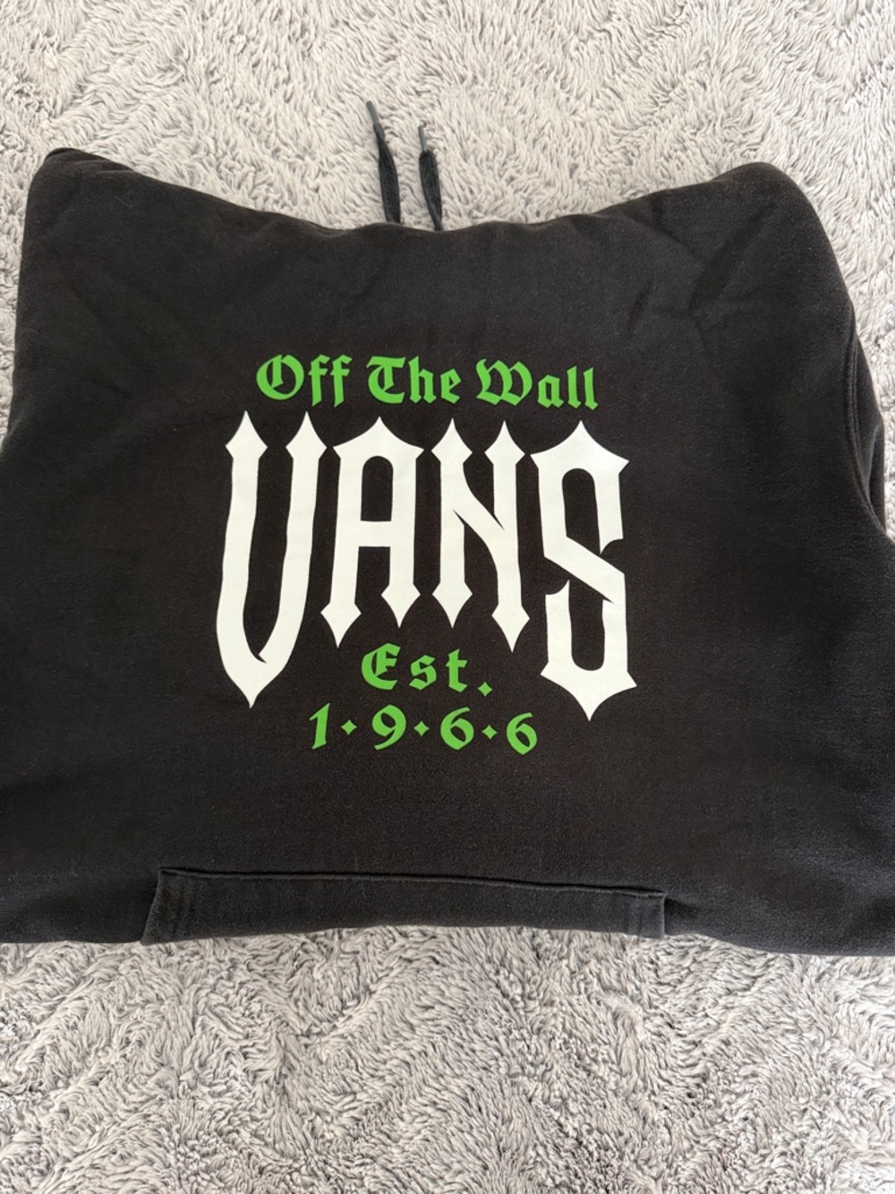 Vans Black Hoodie with White & Neon Green Logo